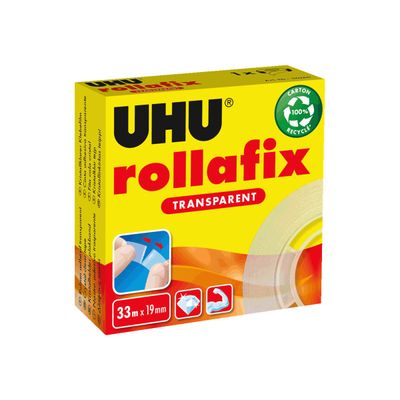 UHU rollafix - 12 Rubans adhésifs transparents - 19 mm x 33 m