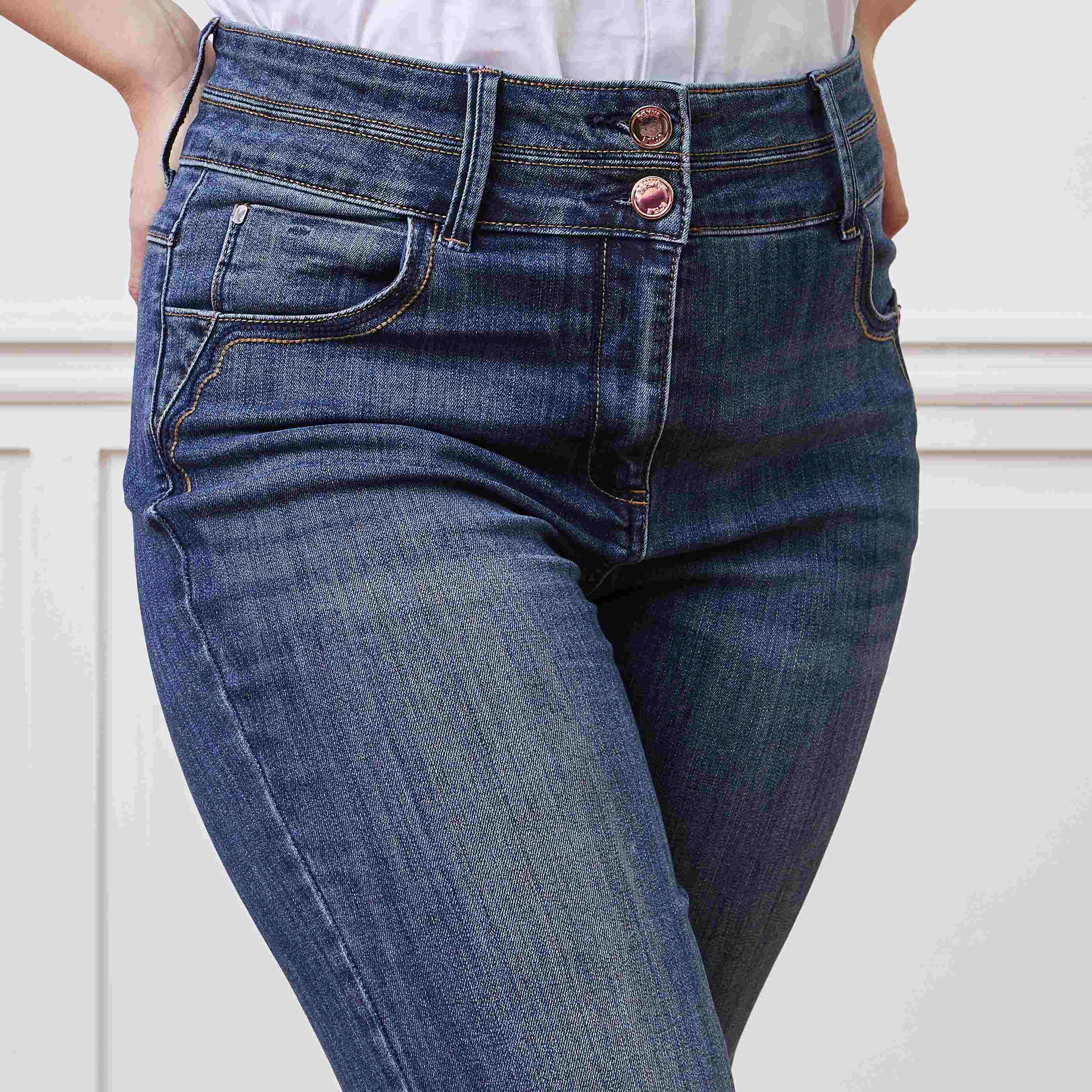 Jean droit taille haute ROME femme - DARK STONE