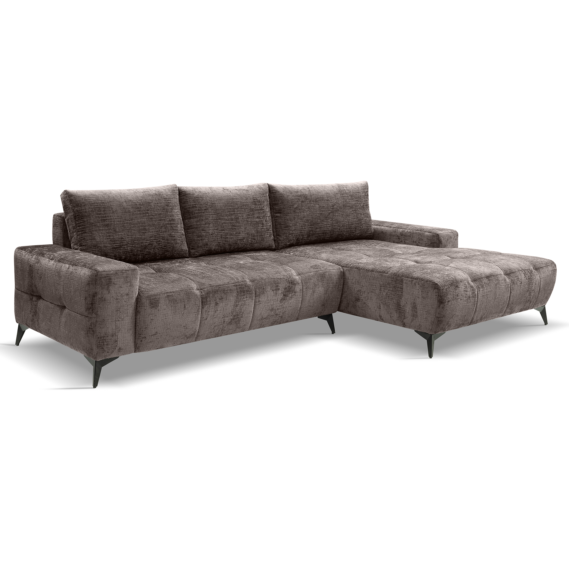 Ecksofa - stone - Liegefunktion - Staukasten - Longchair rechts