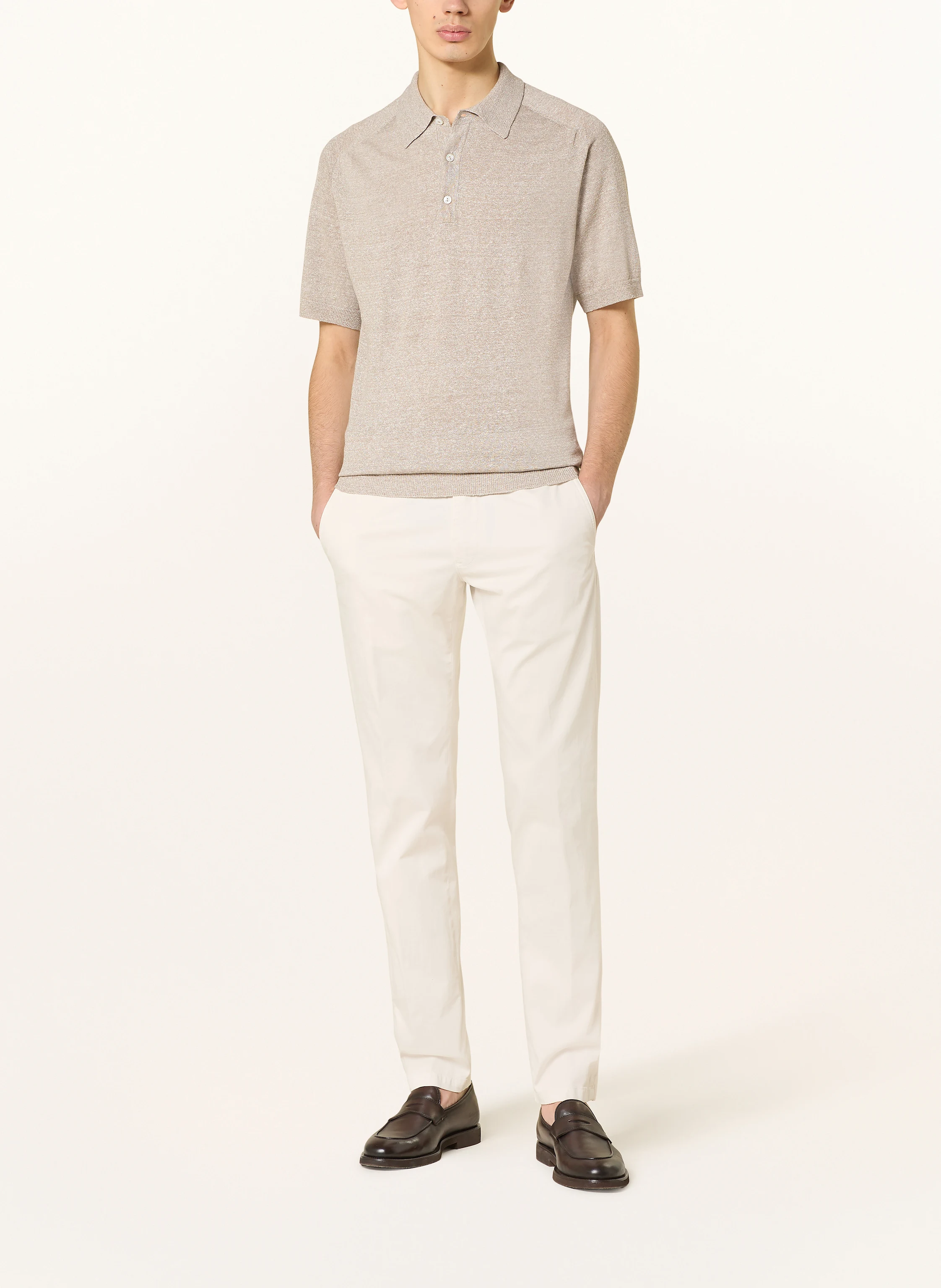 ETON Strick-Poloshirt mit Leinen