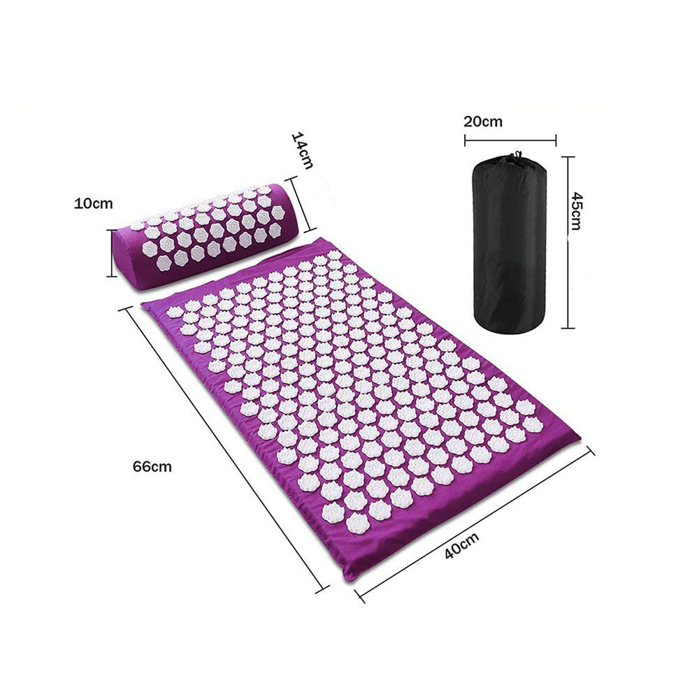 (3-tlg. Set) 66x40cm Stachel Massage Matte Entspannungsmatte   Nacken Kissen - Schwarz