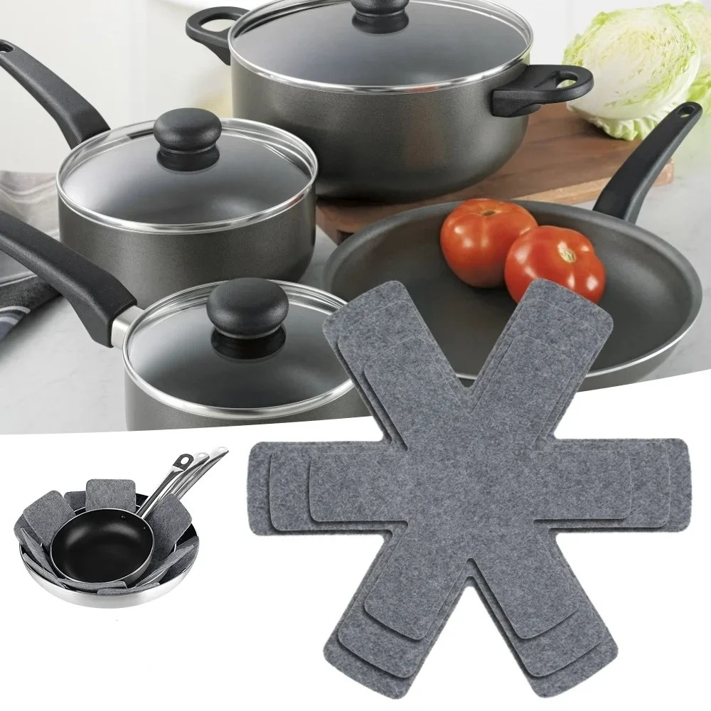 (12er Set) Ø26-38cm Filz Pfannen Schutz Anti-Rutsch Schoner für Pfannen / Töpfe / Schüsseln - Grau