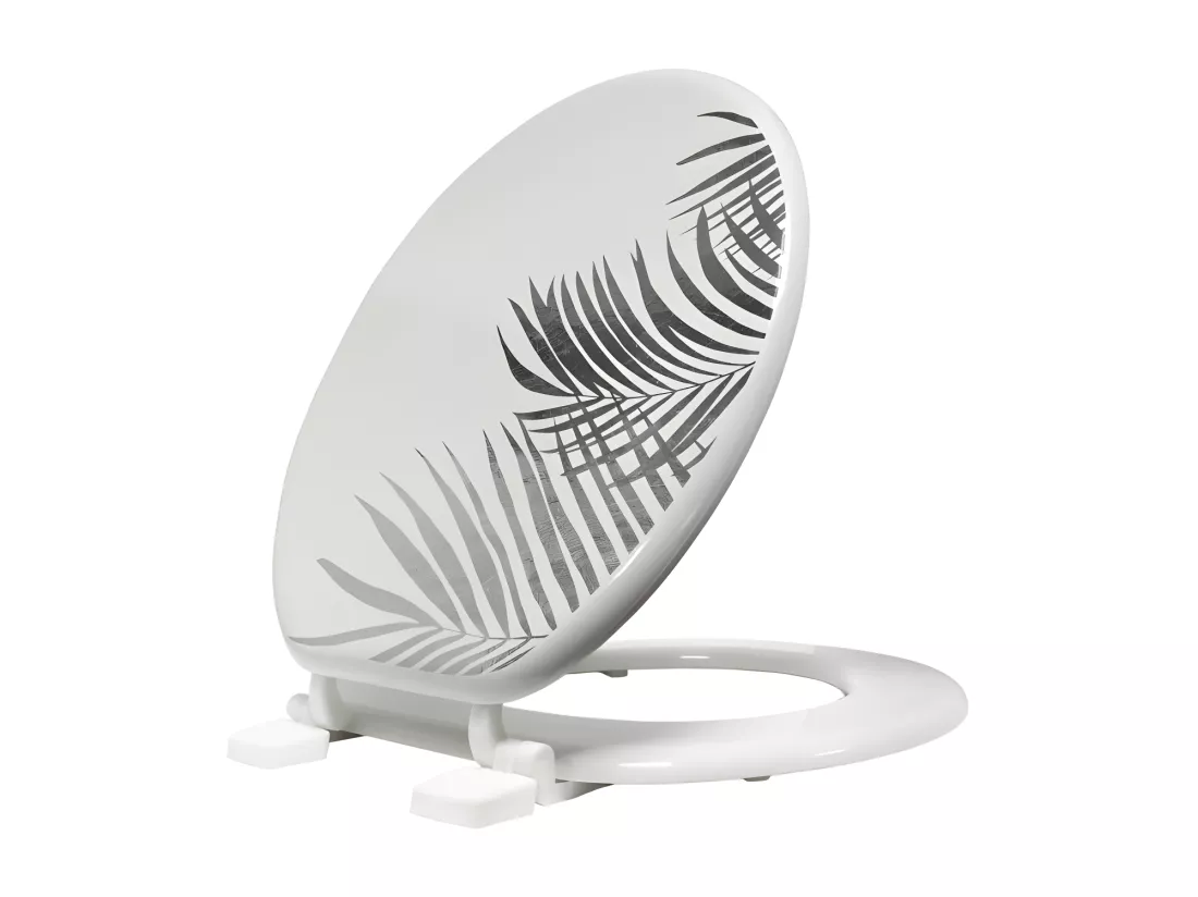 Abattant WC 37 x 47 cm Orbella Blanc/Argent - MDF Imprimé