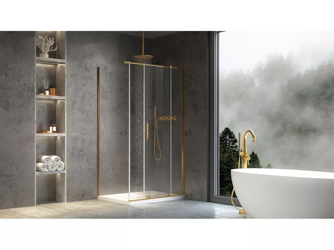 Cabine De Douche Rea Montana 140X90 Brush Gold