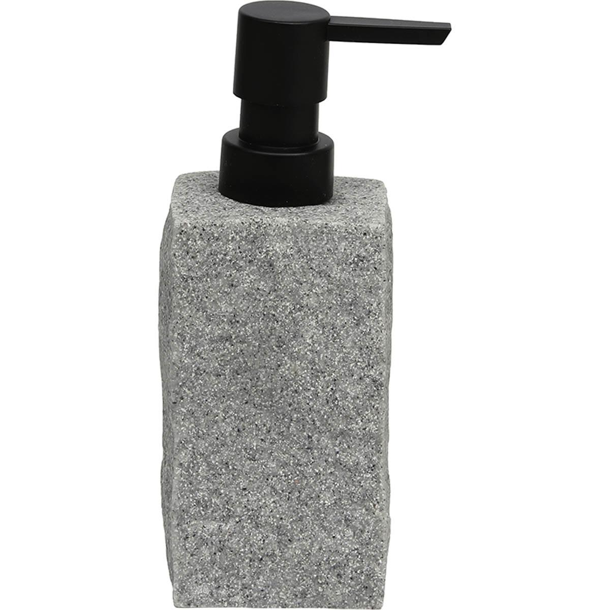 DISTRIBUTEUR A SAVON POLYRESINE CARRE EFFET PIERRE GRIS