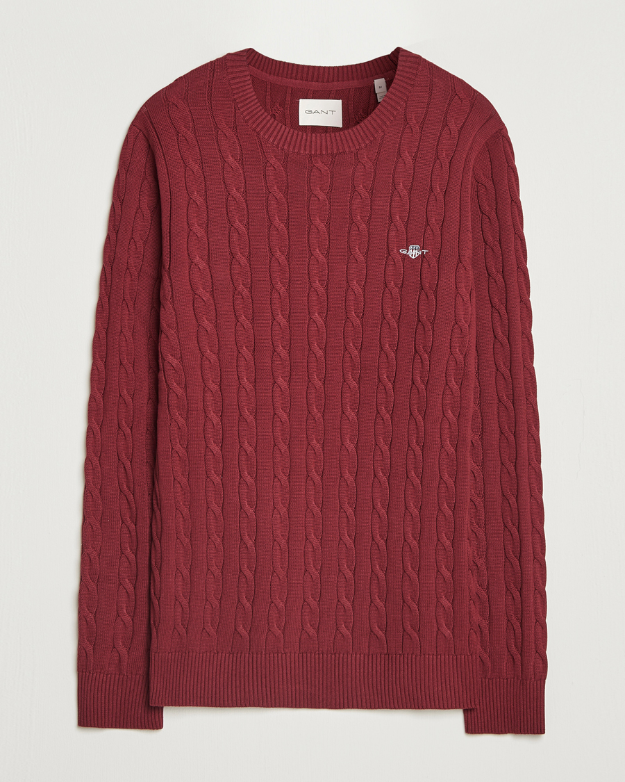 GANT Cotton Cable Crew Neck Plumped Red