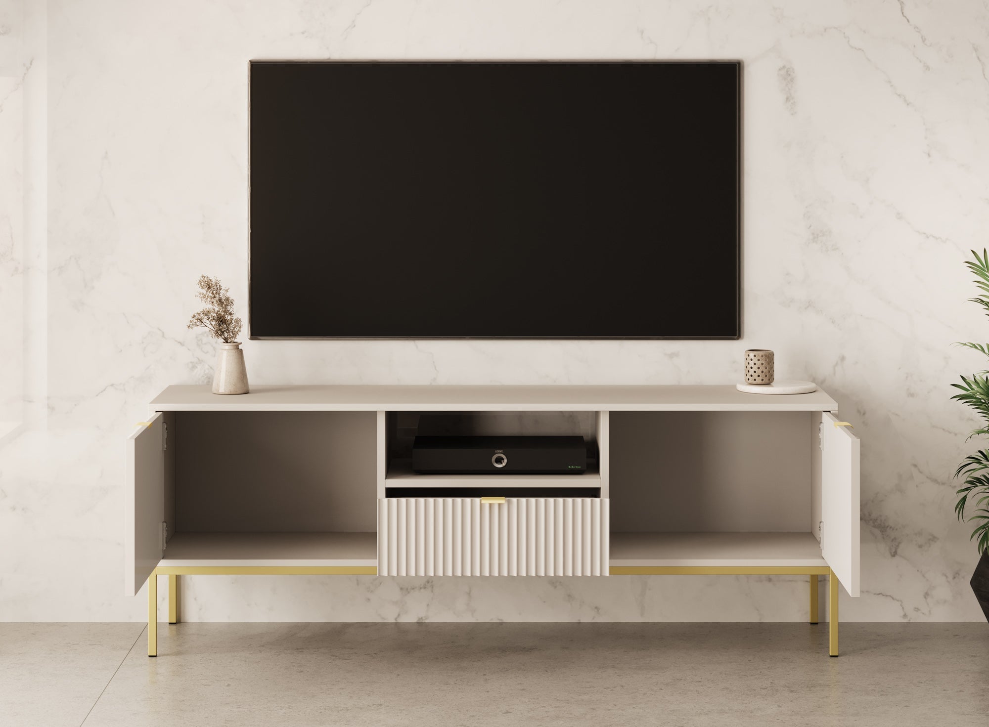 Meubella - TV-Meubel Navil 2 - Beige - 154 cm