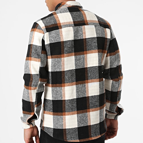 Surchemise A Carreaux UY693 Noir Blanc Camel