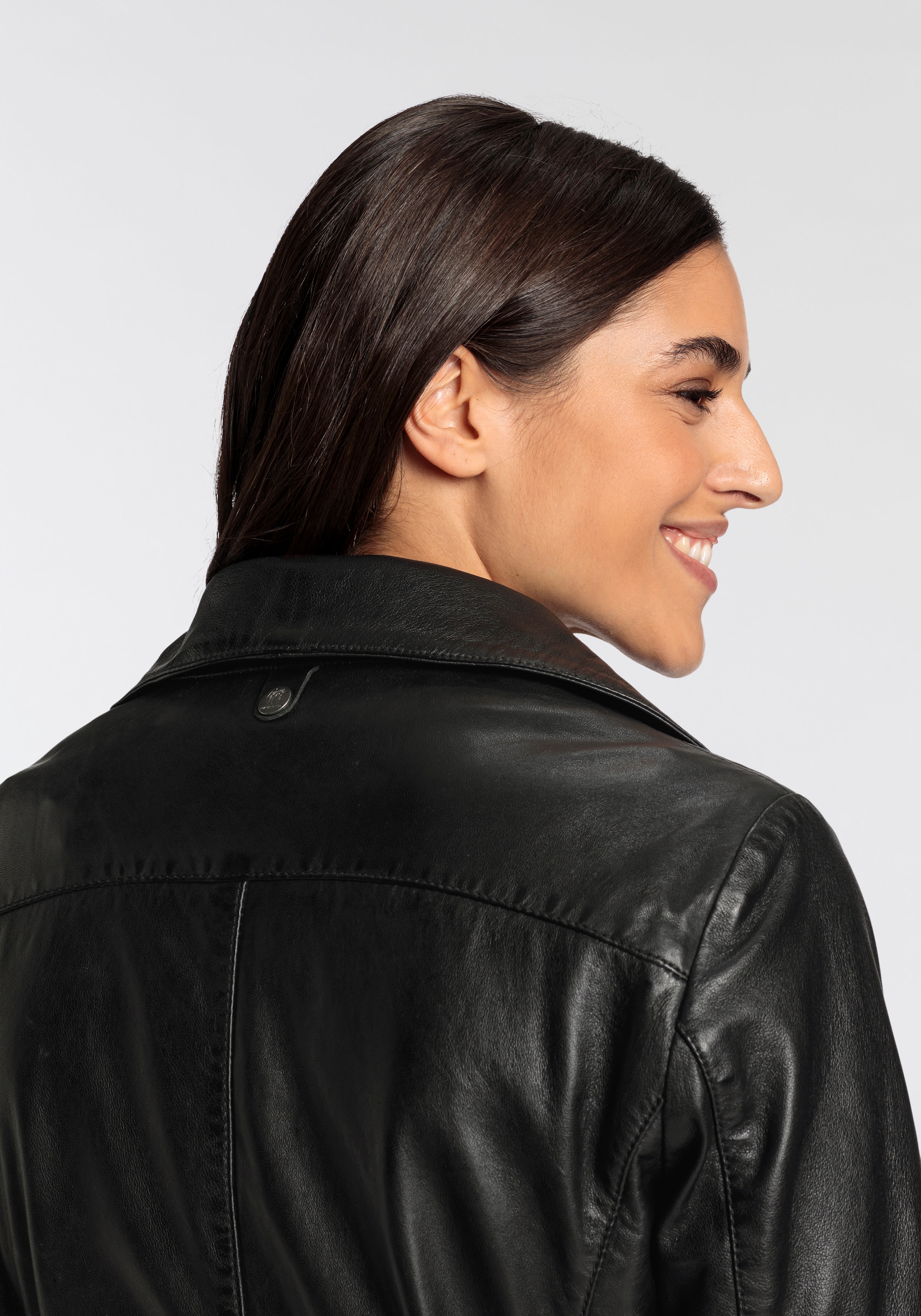 Mauritius Ledermantel »GWTaruh OT«, 2 Stk. femininer Leder-Trenchcoat mit Bindegürtel