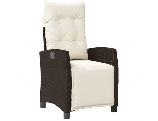 VIDAXL - Chaise inclinable de jardin repose-pied marron résine tress...