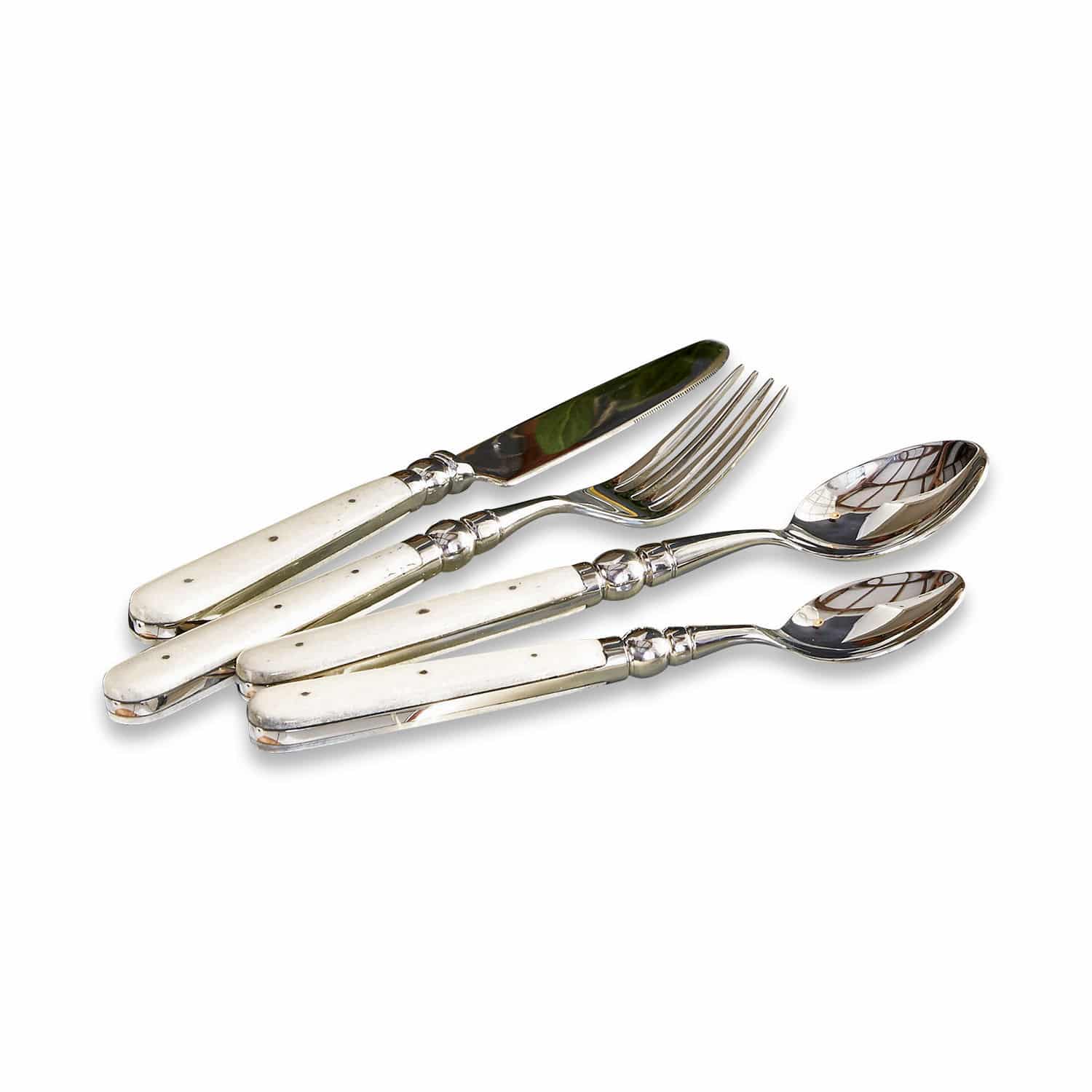 Besteck Bigeste 4er Set | silber/weiß