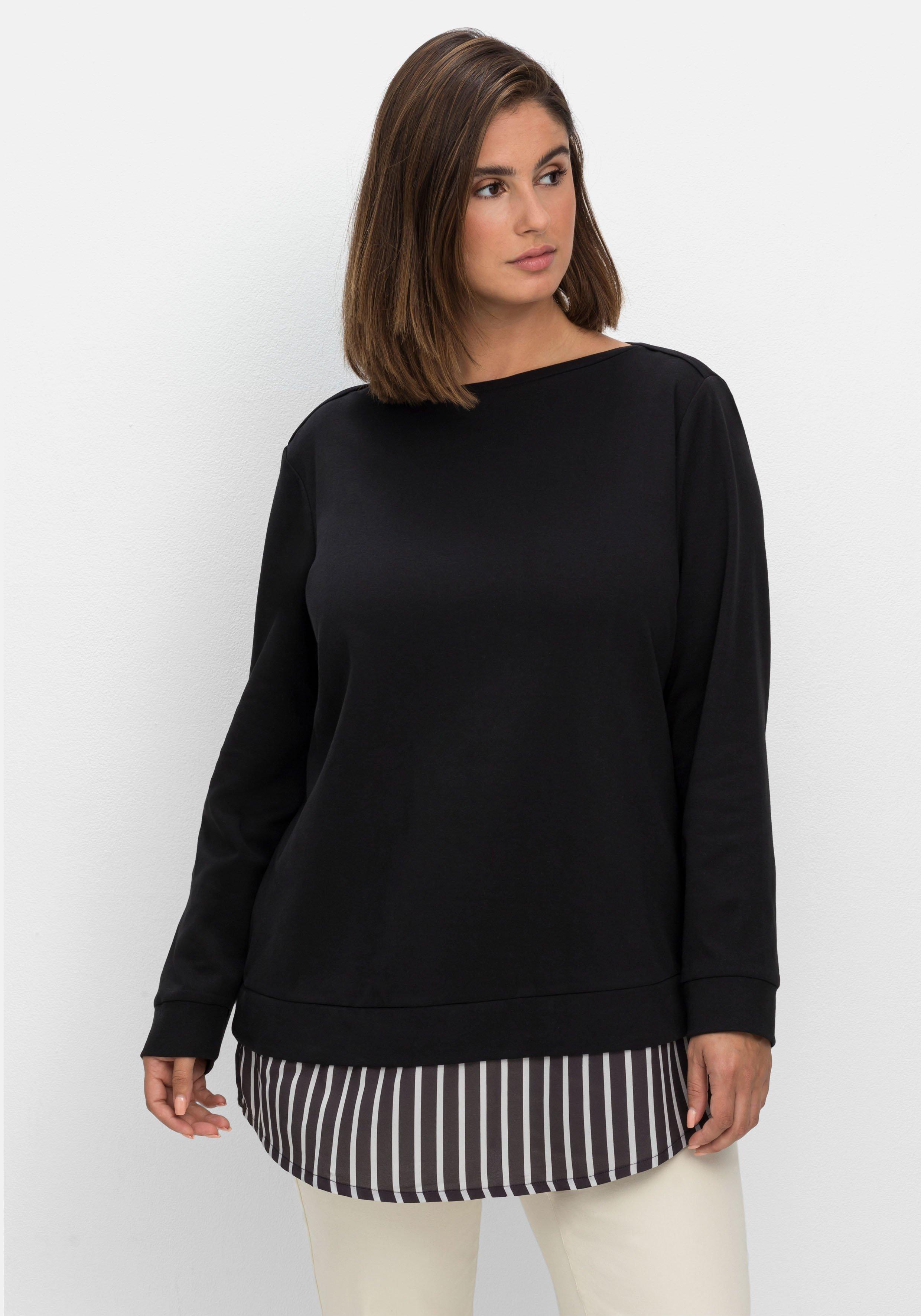 2-in-1-Langarmshirt mit Ansatz aus Blusenstoff