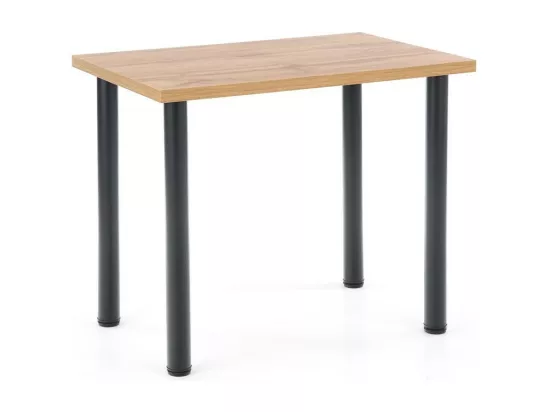Table de cuisine 90x60 cm avec plateau aspect chêne wotan et pieds noirs en métal RIGEL2
