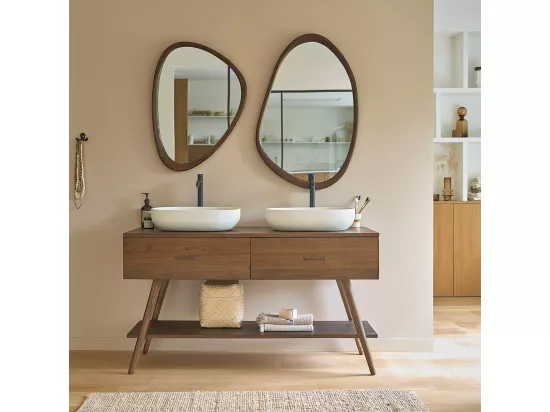 Meuble de salle de bain en mindi massif 135 cm