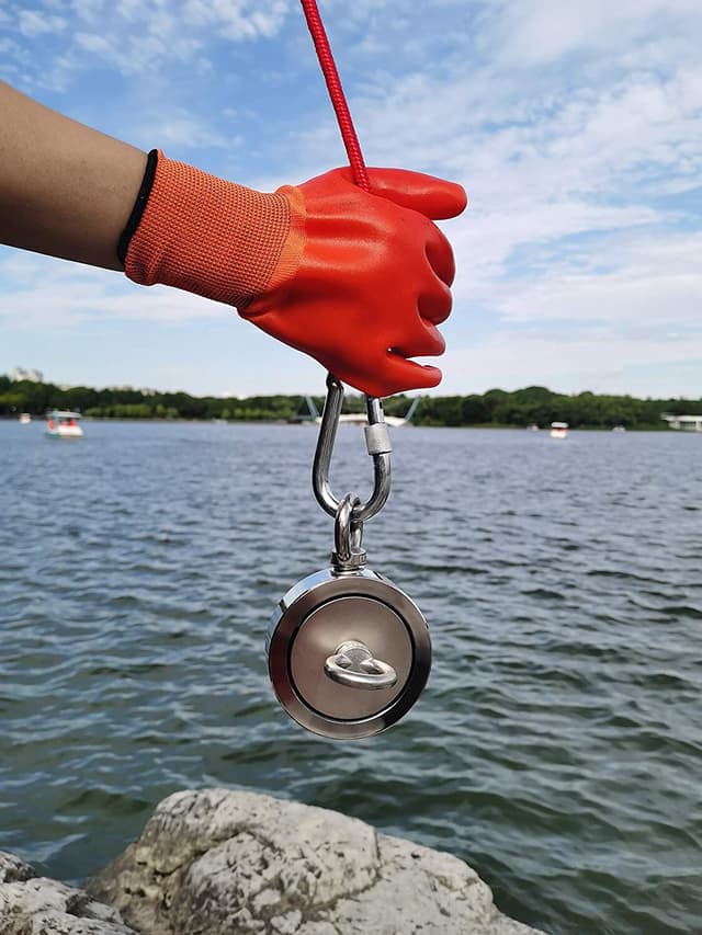 Neodymium magnet / fiskemagnet 65 kg klæbekraft 10 meter reb