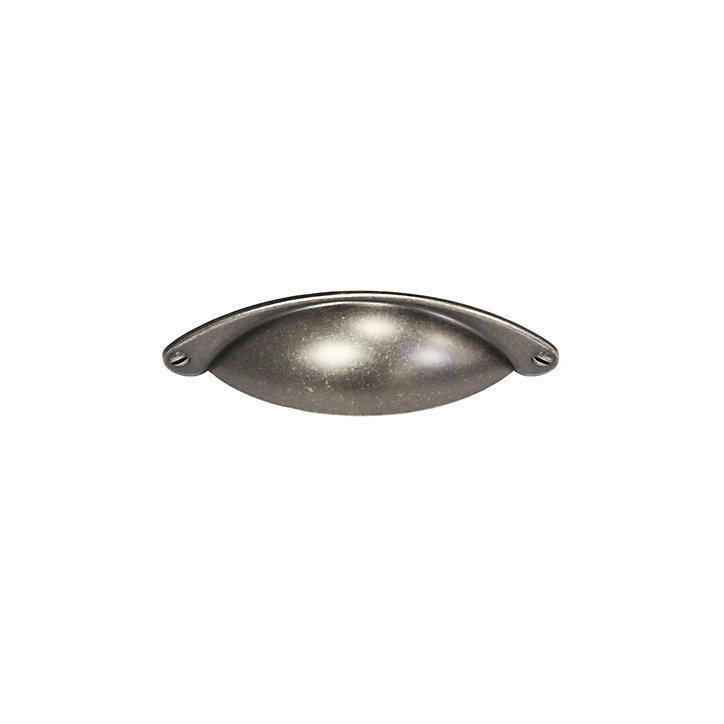 Poignée de meuble demi-ronde Rohan effet étain antique satin noir l.120mm x l.30mm x H. 25mm entraxe 80mm
