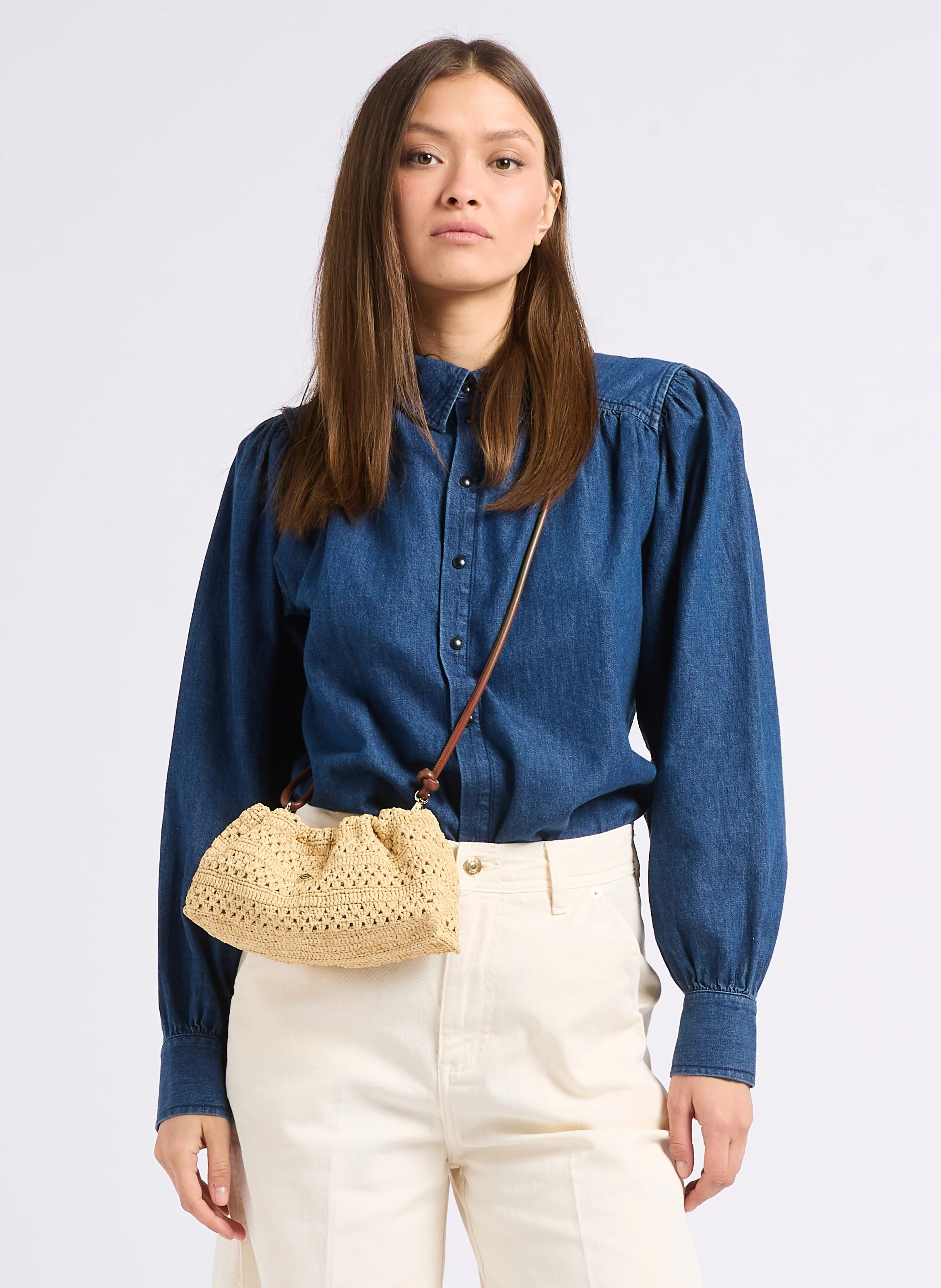 JUNE - Sac bandoulière en raphia tressée| Marron