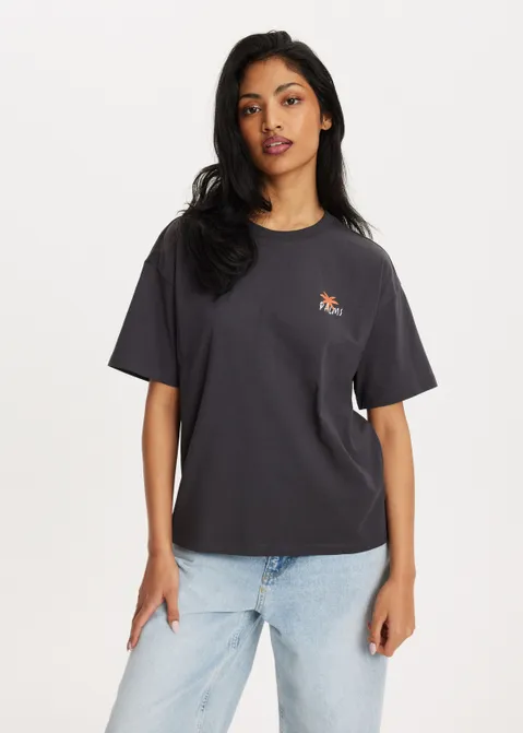 T-shirt met print malibu zwart (ZWART)