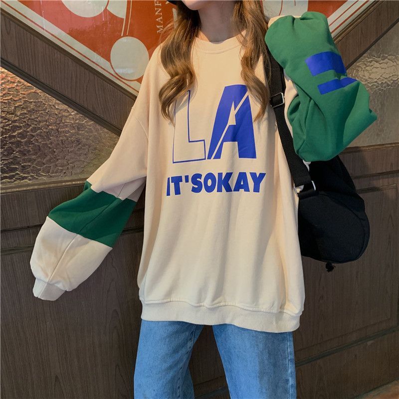 Iduna - Sweatshirt met letterprint en kleurblokken