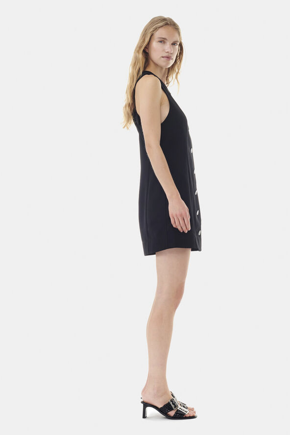 Ganni Light Twill Suiting Mini Dress Black
