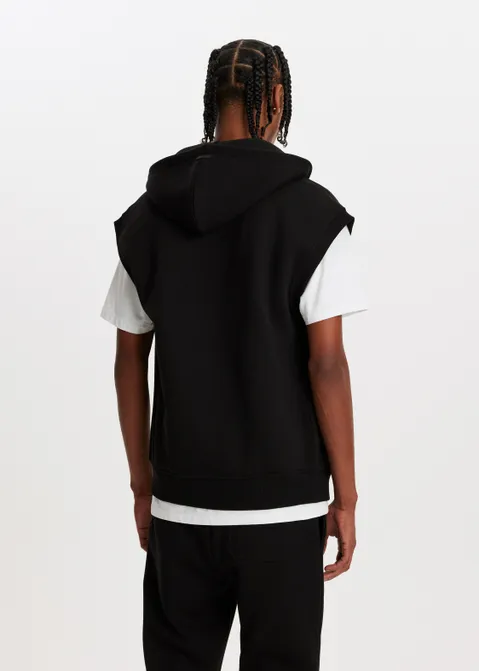 Hoodie zonder mouwen zwart (ZWART)