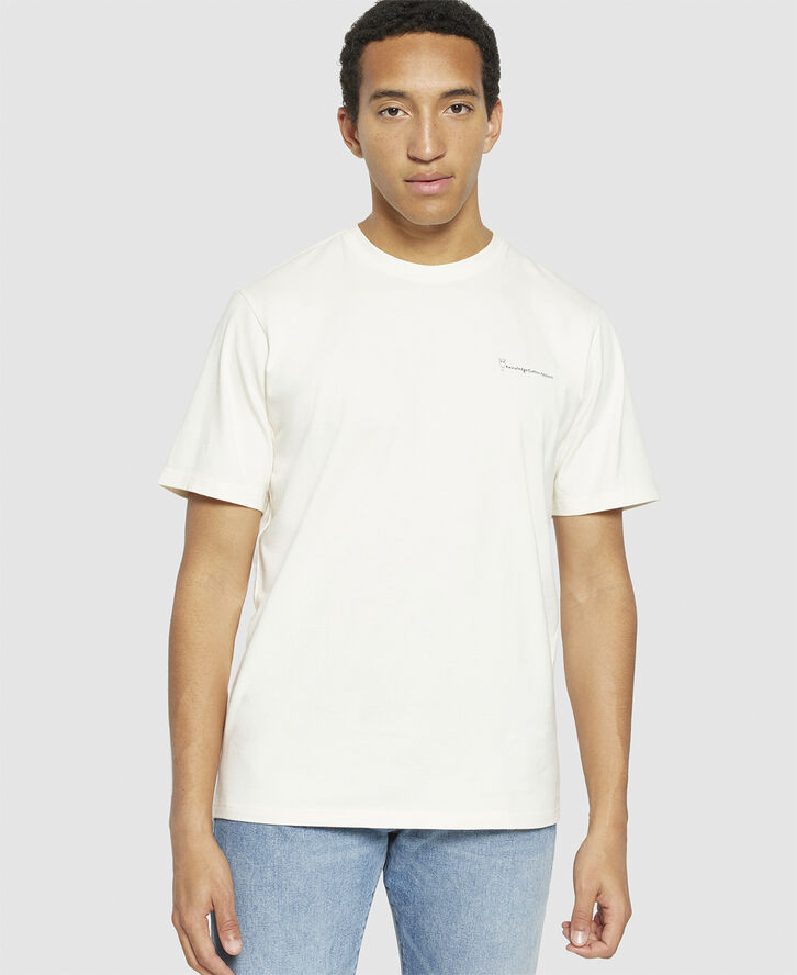 Knowledge Cotton Apparel Regular fit chill camp back print t-shirt - Regenerative Org Egret