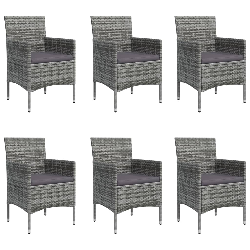 Mobilier de salle à manger de jardin coussins 7 pièces gris et noir