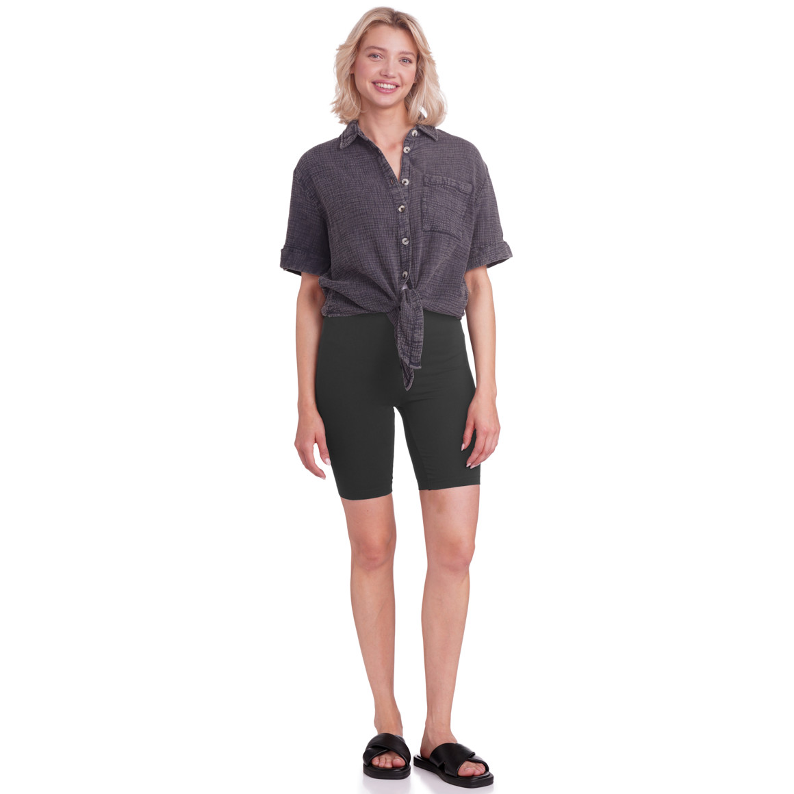 Famy 2 Damen Radler unifarben schwarz