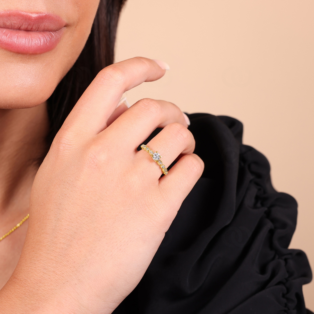 Verlobungsring 750/18 K Gelbgold mit Diamanten 0.38 ct H/si