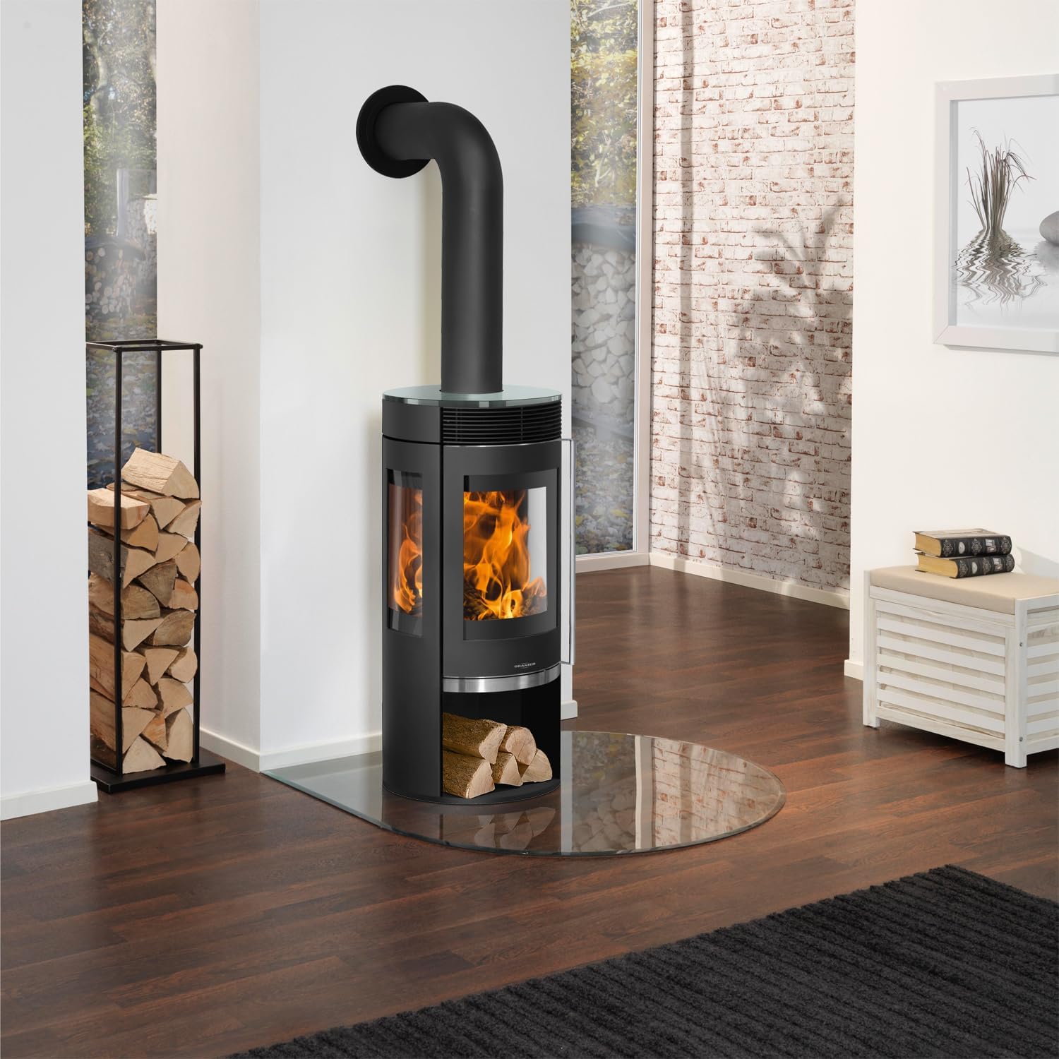 Oranier 5794 30 Rota TRE 2.0 Kaminofen Stahl Schwarz mit Glas-Abdeckplatte/A