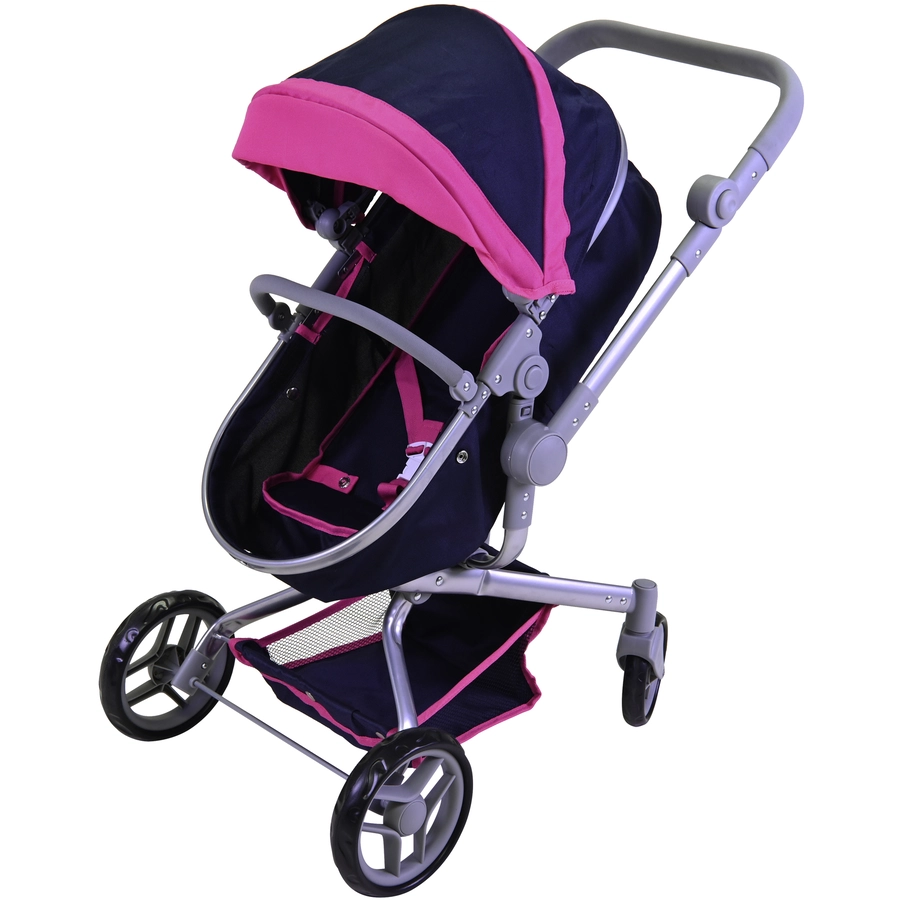 knorr toys® Puppenwagen Boonk - flying hearts blue pink blau