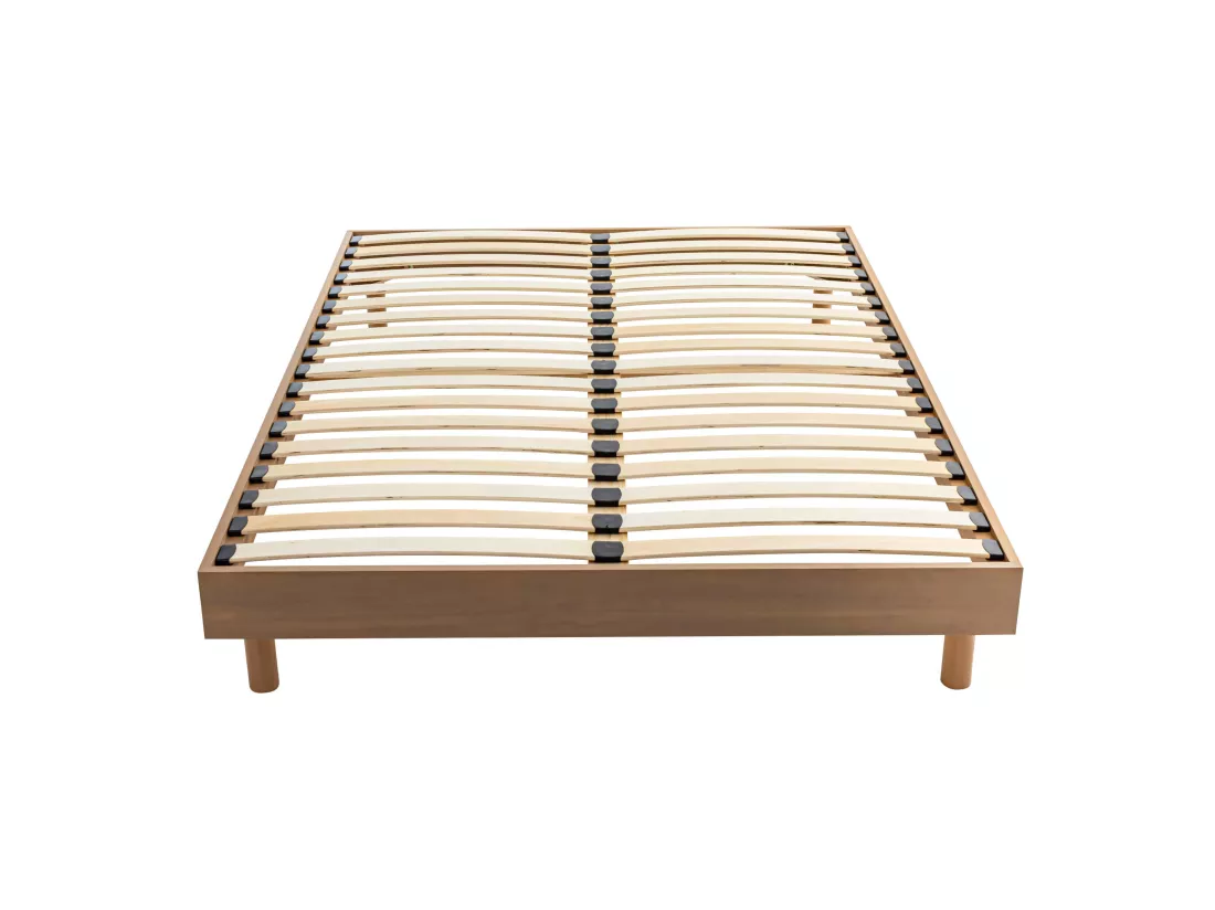 Sommier kit en bois massif taupe 140x190