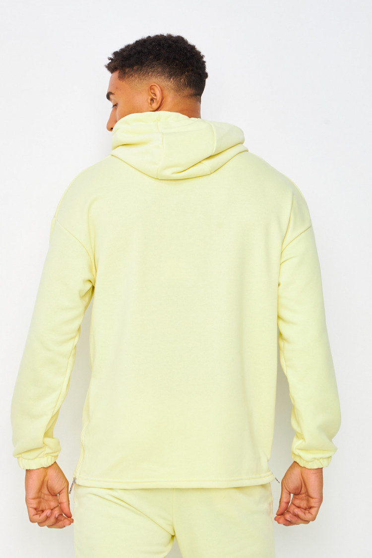 Sweat à capuche demi-zip jaune
