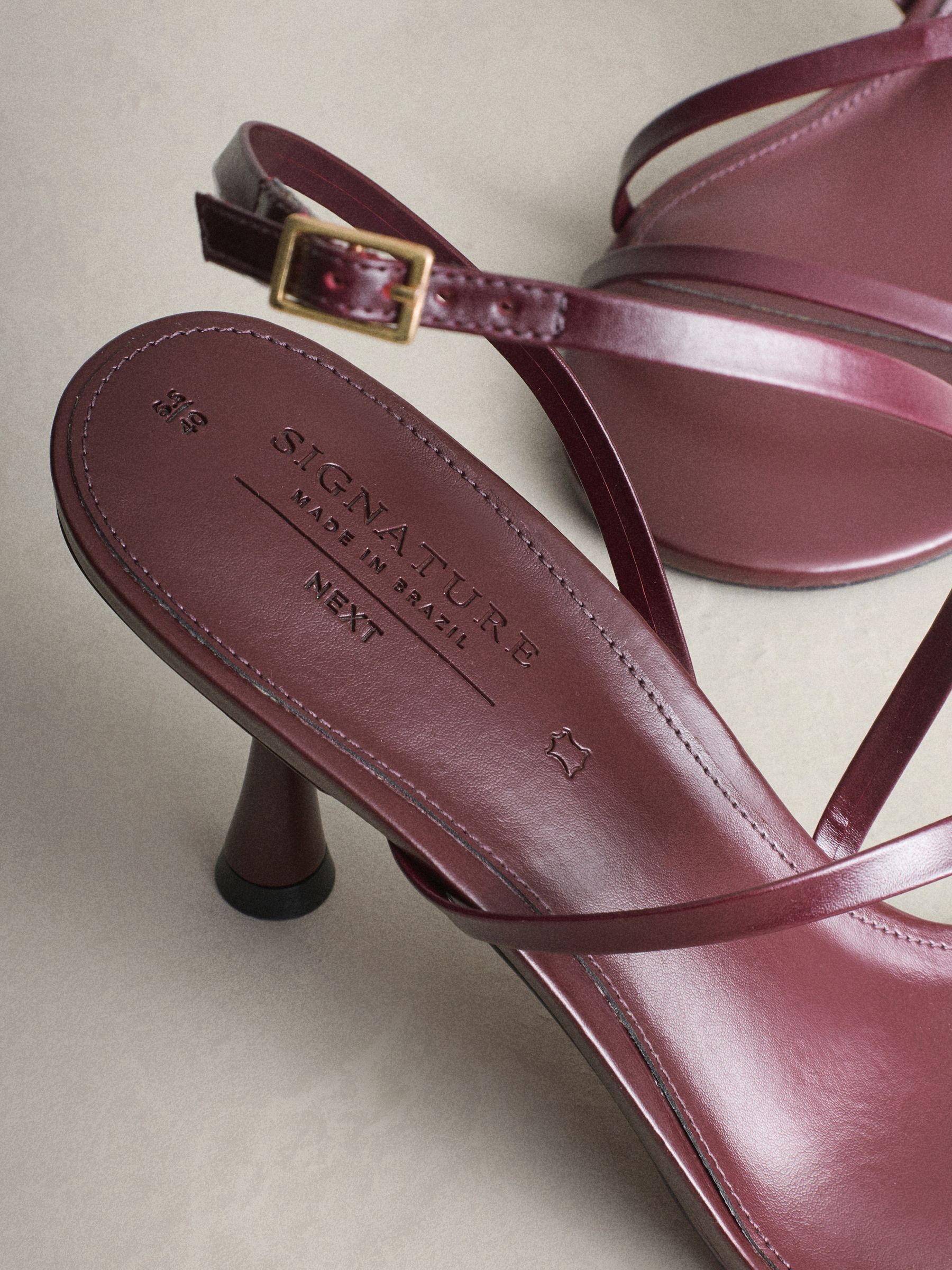 Bordeauxrood - Skinny Signature Premium leren sandalen met bandjes en hakken