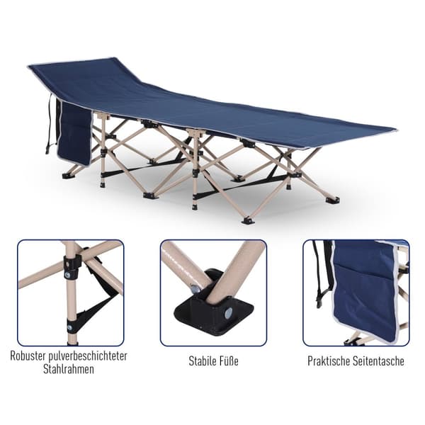 Camp Bed Sammenleggbar Campingseng Med Oppbevaringspose, Stål & Oxford, Blå, 190X68X52Cm