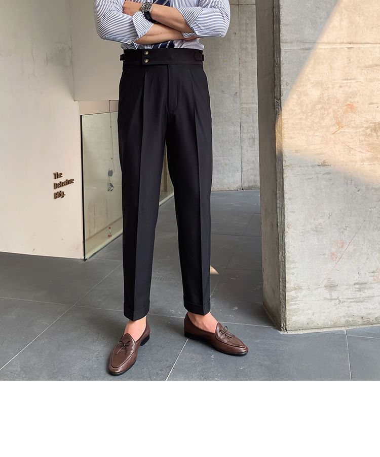 Craltuxe - Hoge taille effen cropped taps toelopende broek