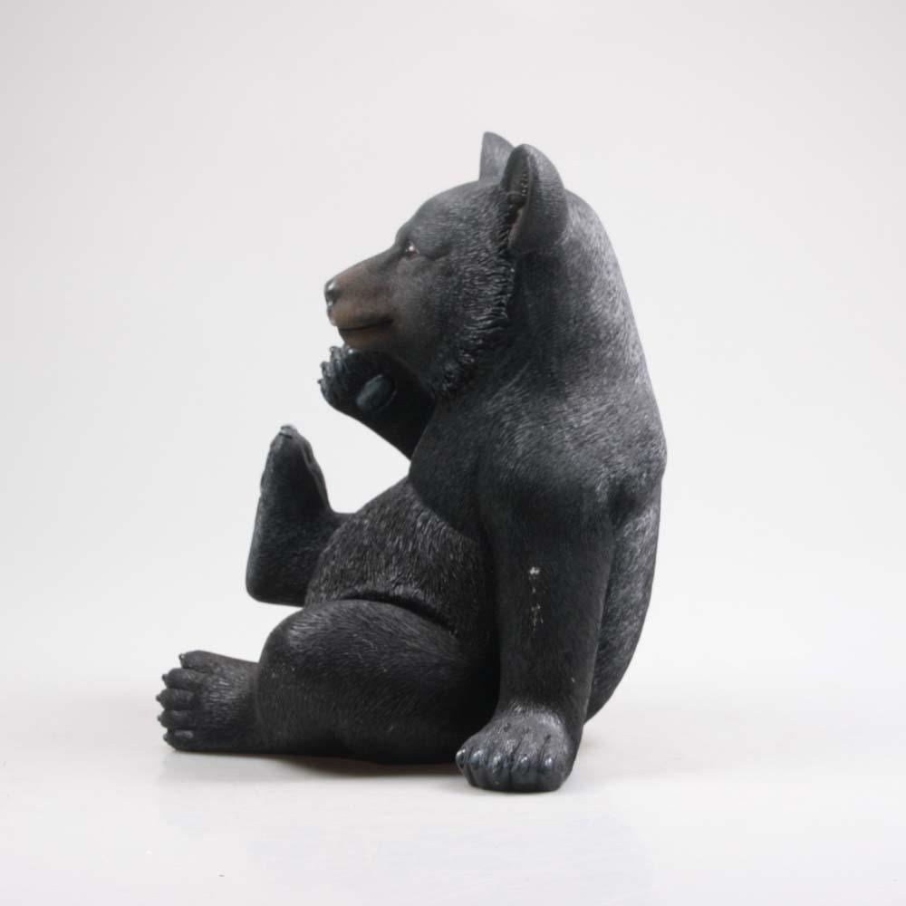 Ours noir en résine 40 cm assis