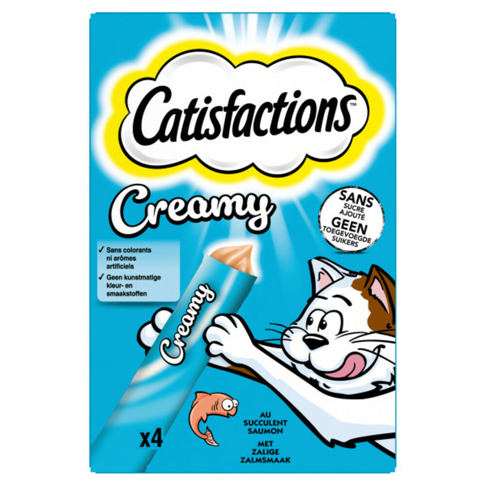Catisfactions Kattensnack Zalm Creamy4 x 10 gr
