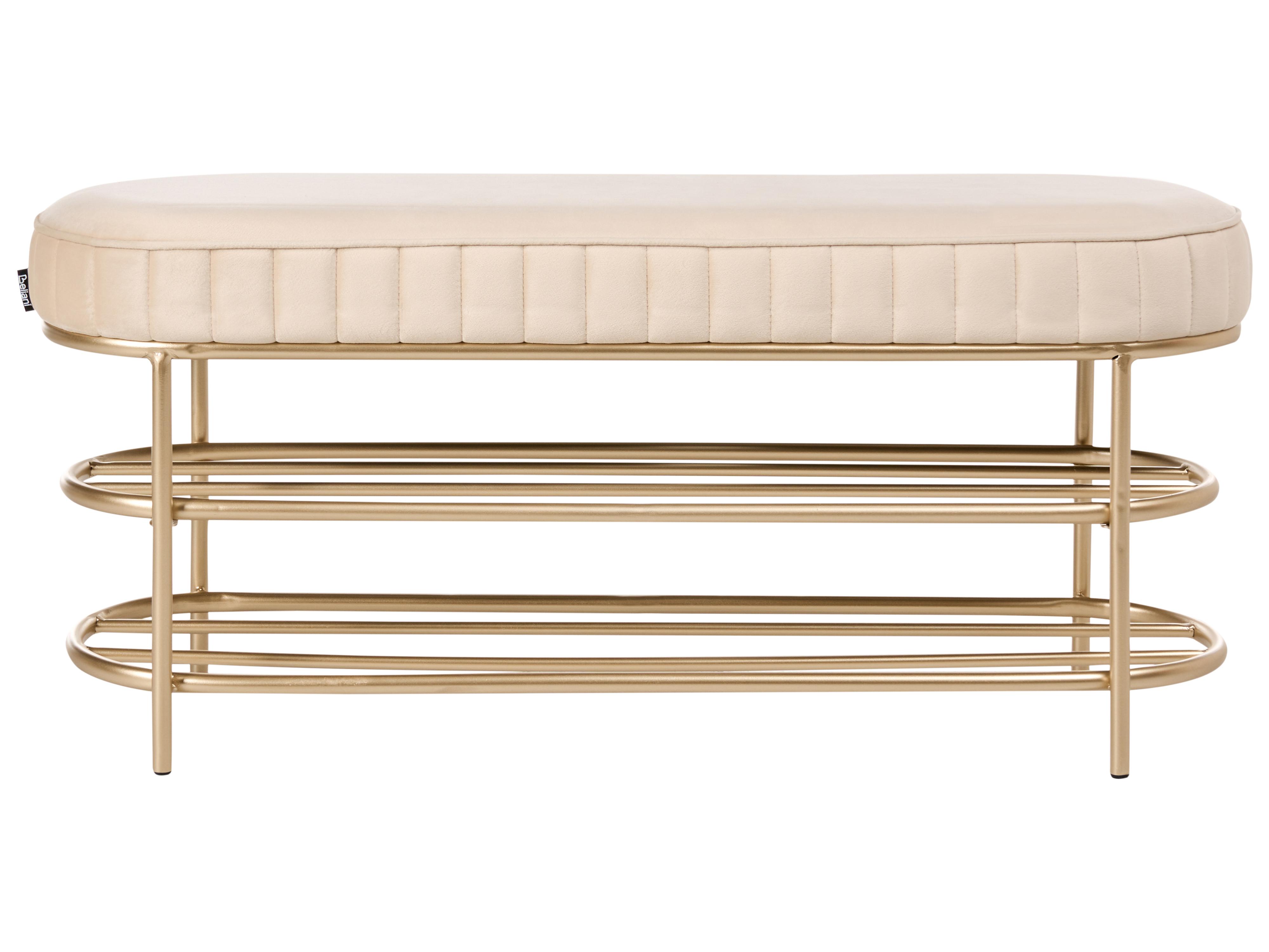 Schoenenbank met 2 niveaus VERGENNES Fluweel Beige