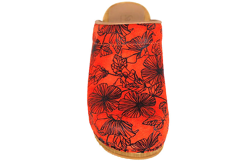 SANITA MIA OPEN PRINTED FLOWER TRÆSKO I ORANGE SKIND