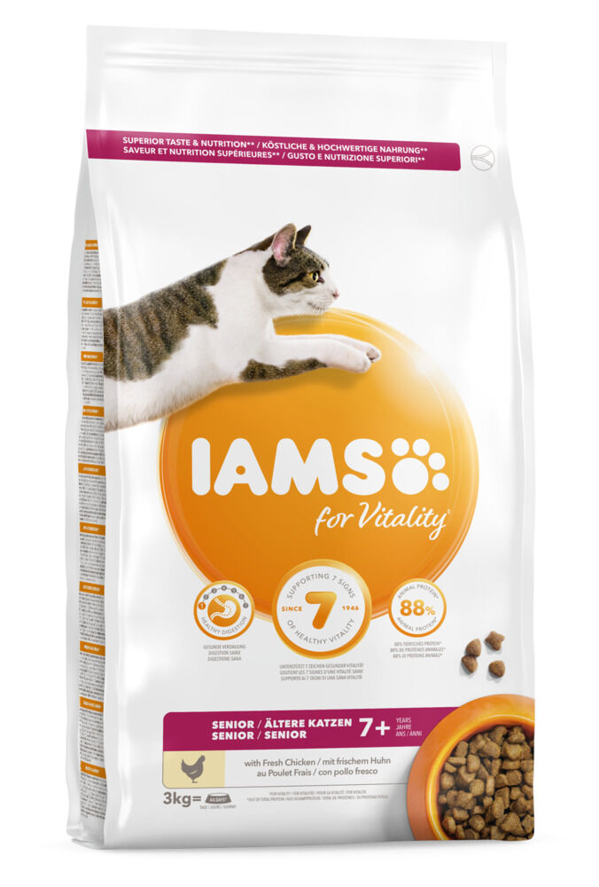 IAMS Senior - Kattenvoer - 3 Kilogram - kalkoen, kip