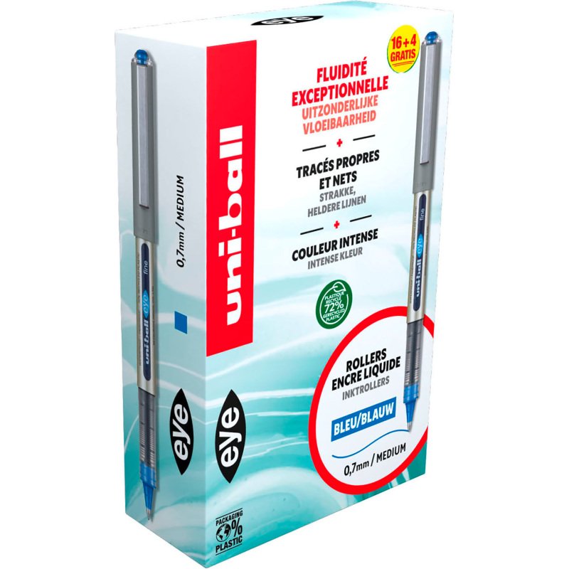 Pack de 16 stylos roller Uni Ball Eye + 4 offerts