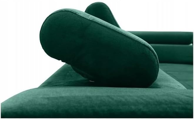 Graphit Ecksofa Varberg Velours in U-Form 345 x 72 x 205 cm mit Schlaffunktion und Bettzeugbehälter - Schlafsofa mit Bettkasten - Eckcouch mit Stauraum - Stoff: Monolith 97