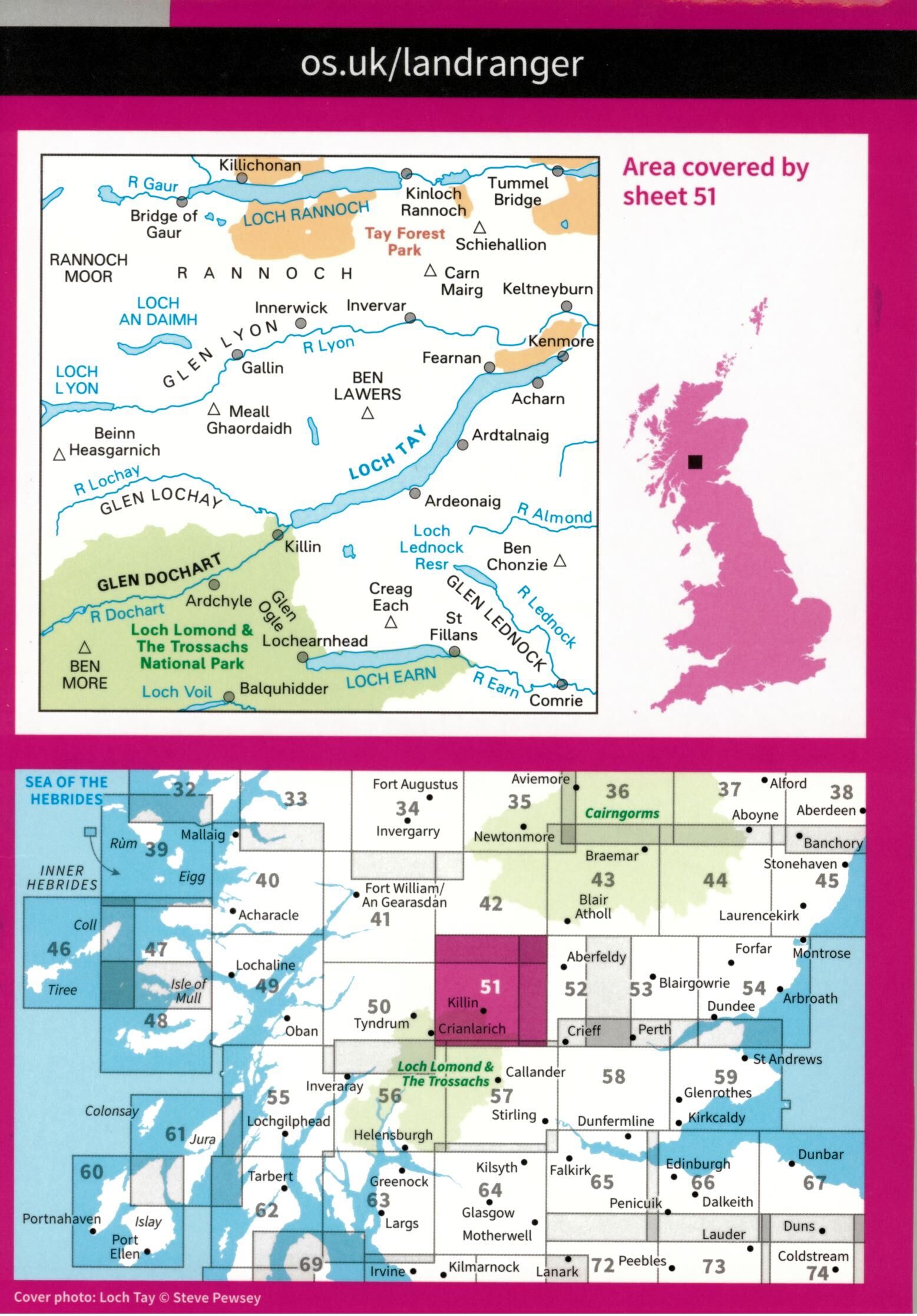 ORDNANCE SURVEY - 51 GB LOCH TAY GLEN DOCHART 1 50 000