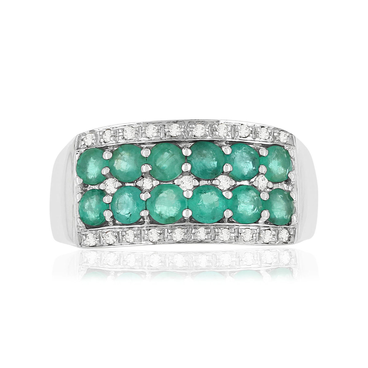 Bague or 750 émeraudes et diamants