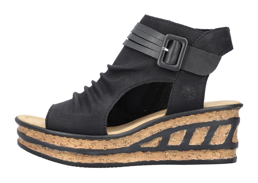 Rieker Keilsandalette  , Sommerschuh, Sandale, Keilabsatz, mit Reissverschluss innen