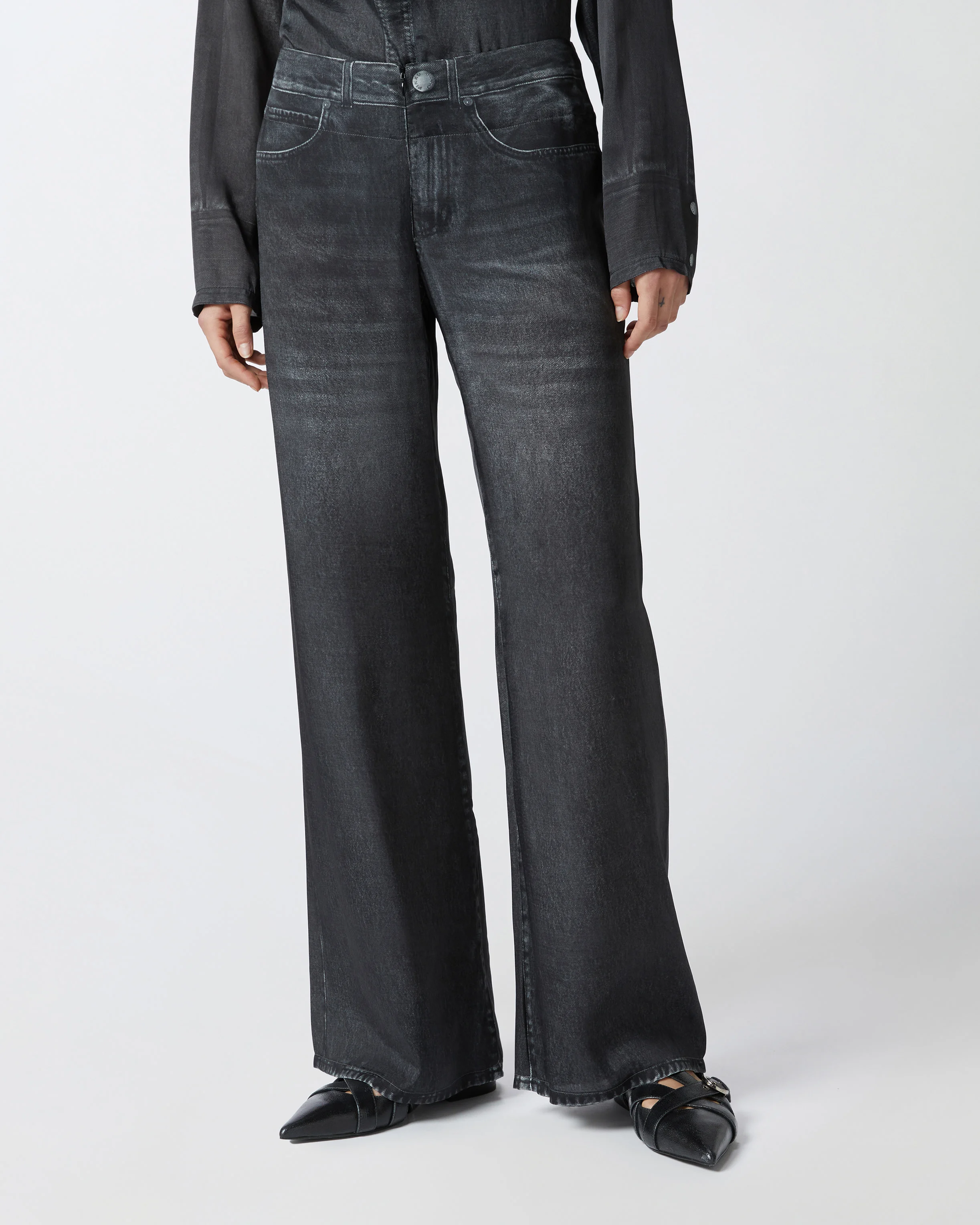 Pantalon large façon denim | Multicolore