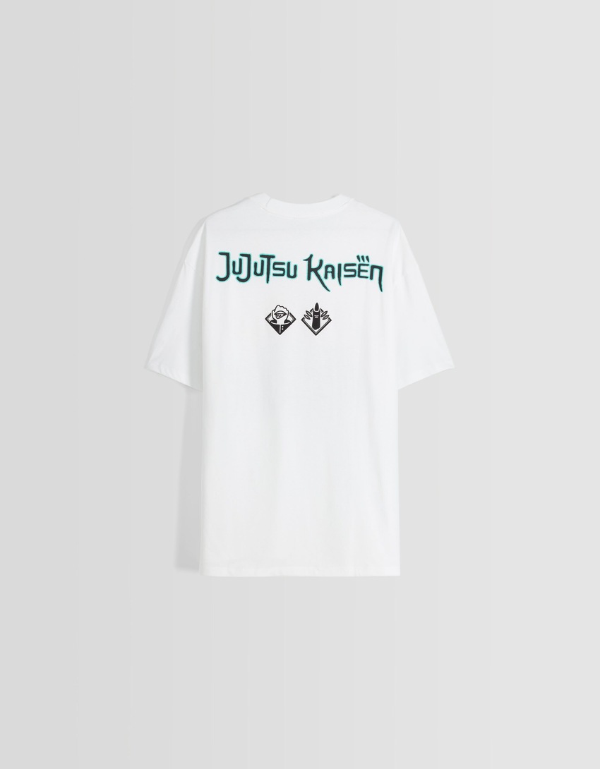 Camiseta de manga curta com modelagem quadrada e estampa Jujutsu Kaisen