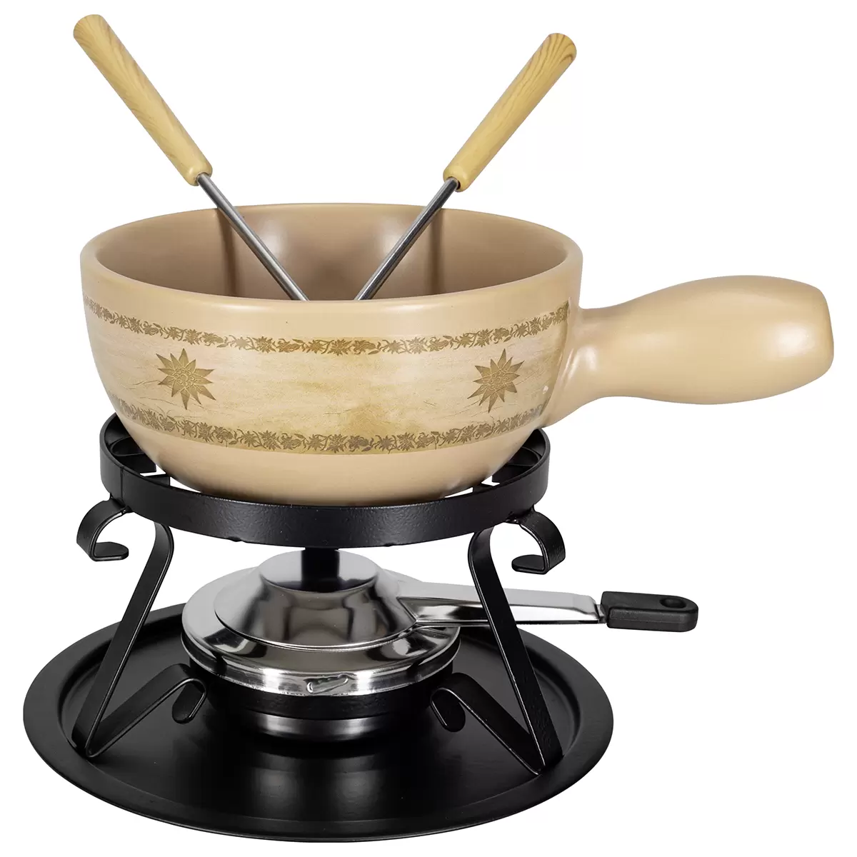 Käsefondue-Set Edelweissband Braun