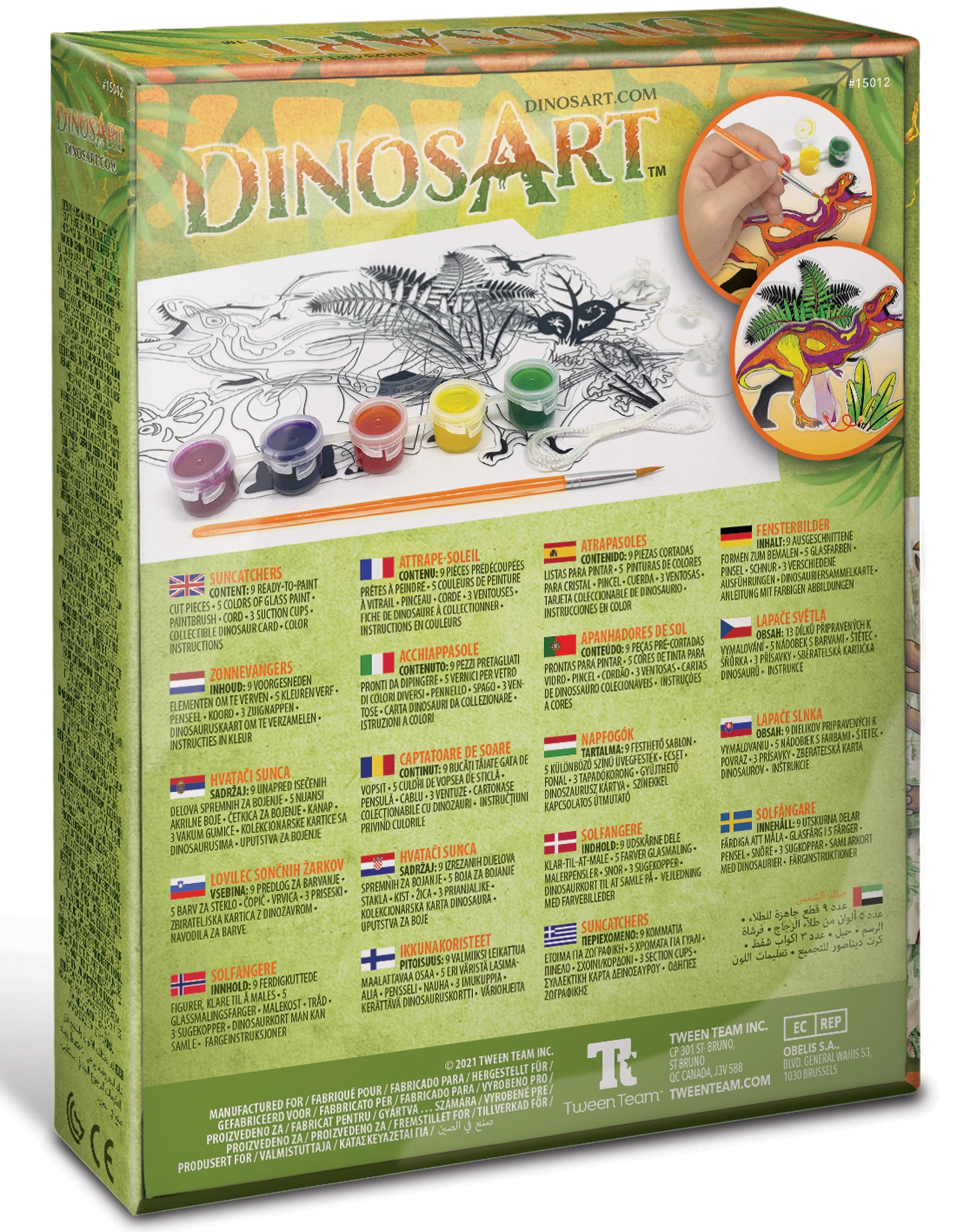Fensterbilder-Malset DINOSART 19-teilig